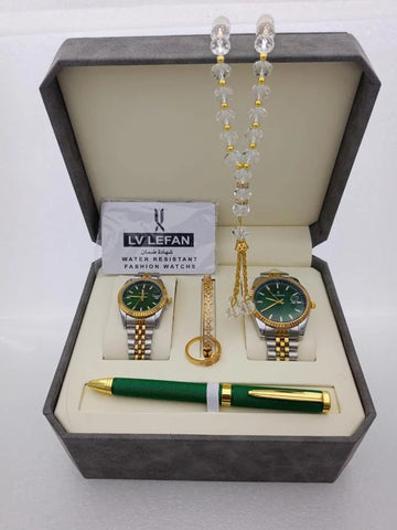 Men's Stainless Steel Set: Watch, Rosary, Pen & Cufflinks*