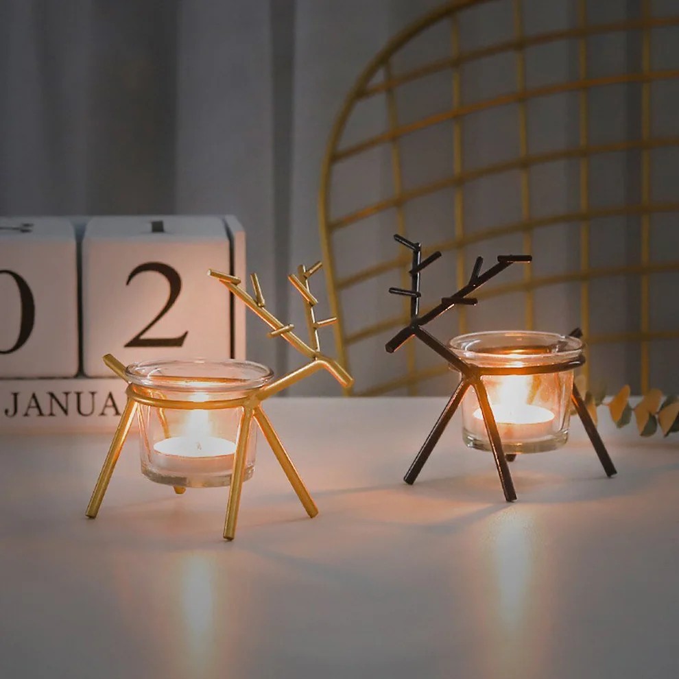 Wrought Iron Fawn Candle Holder for Elegant Home Decor and Ambiance !