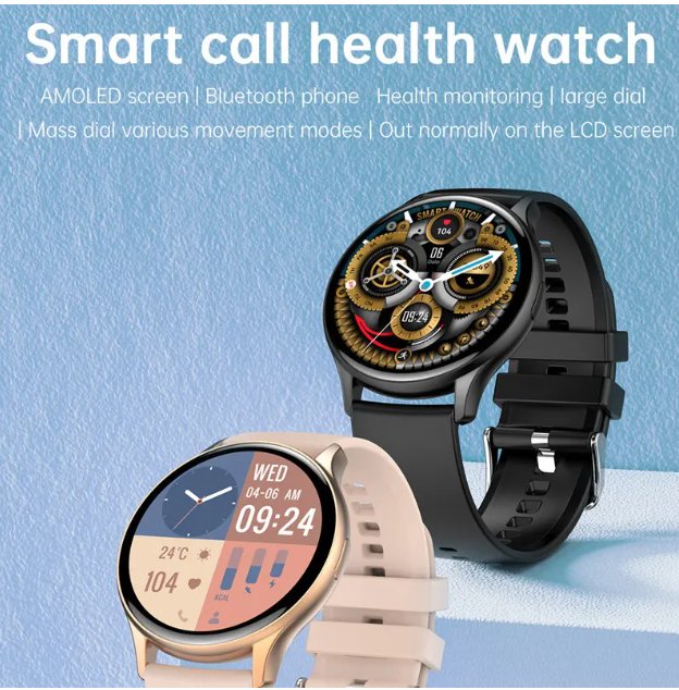 AMOLED Smart Watch: Vibrant Display, Stylish Design, Fitness, Notifications, Waterproof!