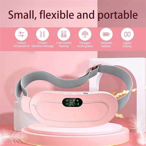PERIOD CRAMP RELIEF BELT - Portable Menstrual Heating Pad, Heated Belly Belt for Menstrual Cramp Relief with 4 Heat Levels and 3 Modes, Electric Belt Massage for Women and Girls - Period Pain Electric Warming Belt Massager for Women-Massager